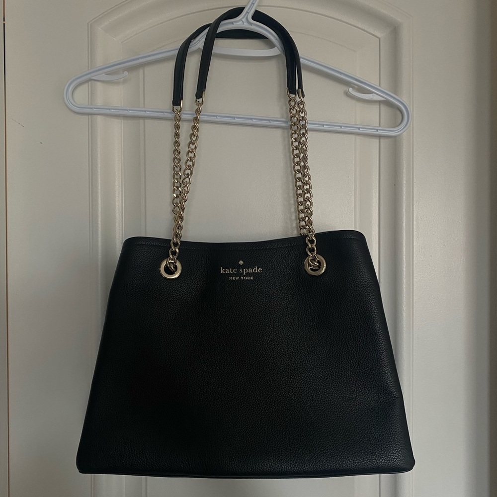 Kate Spade Black Shoulder Bag with Gold Chain